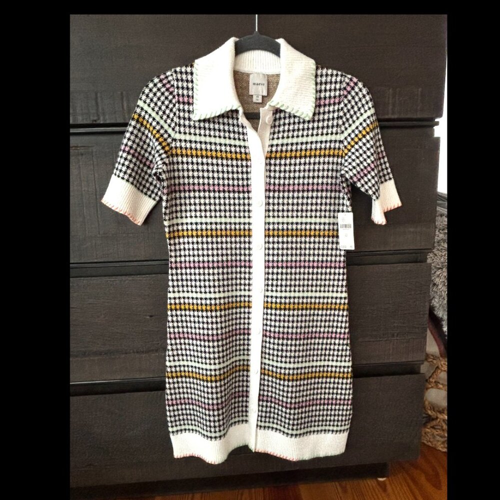 Maeve Buttondown Sweater Shift Dress - Small